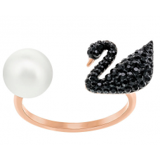 Swarovski  New Iconic Swan Ring, Black 施华洛世奇新标志性天鹅戒指,黑色